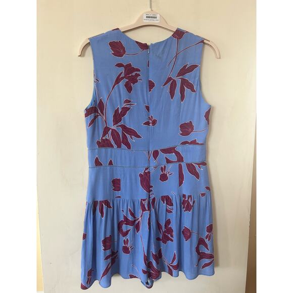 Thakoon Collective Sleeveless Romper V Neck Blue Red Floral Size 10 CUTE - Picture 2 of 9